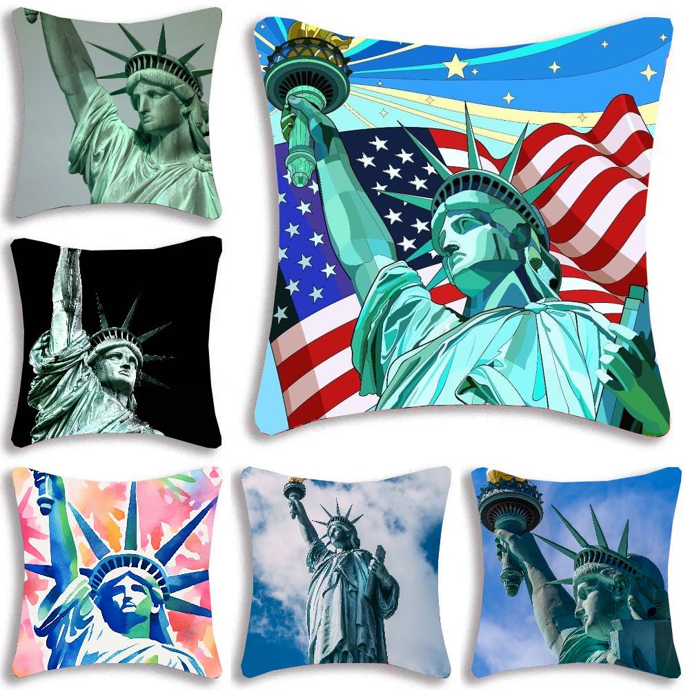 Statue Of Liberty Art Pillow Case Sofa Cushion Cover Room Home Decoration