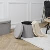 Olaf Foldable Pouffe, Gray, With Storage Compartment, Round, 38 Cm