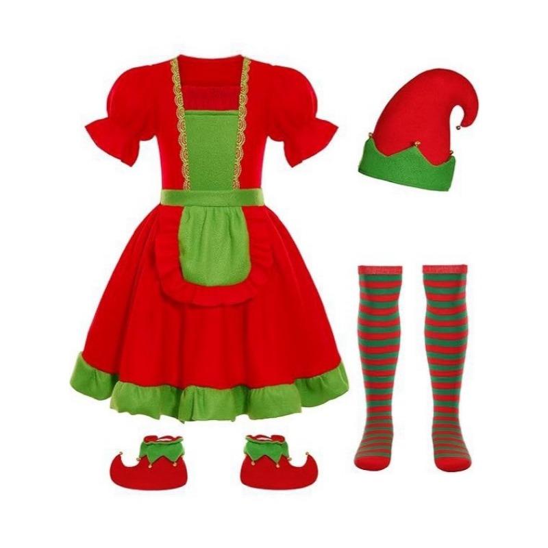 

Girls Christmas Elf Dress Kids Holiday Elf Costume Girls Christmas Gift Holiday Dress Up Dress Up 110cm
