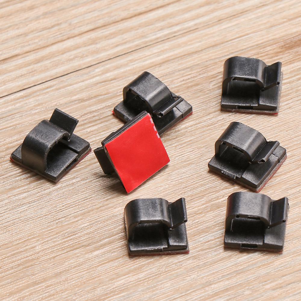 50pcs Plastic Cable Clip Fixer Holder Cable Clamp Wire Management Buckle Line Self-adhesive Organizer Fastener Sticky Lines