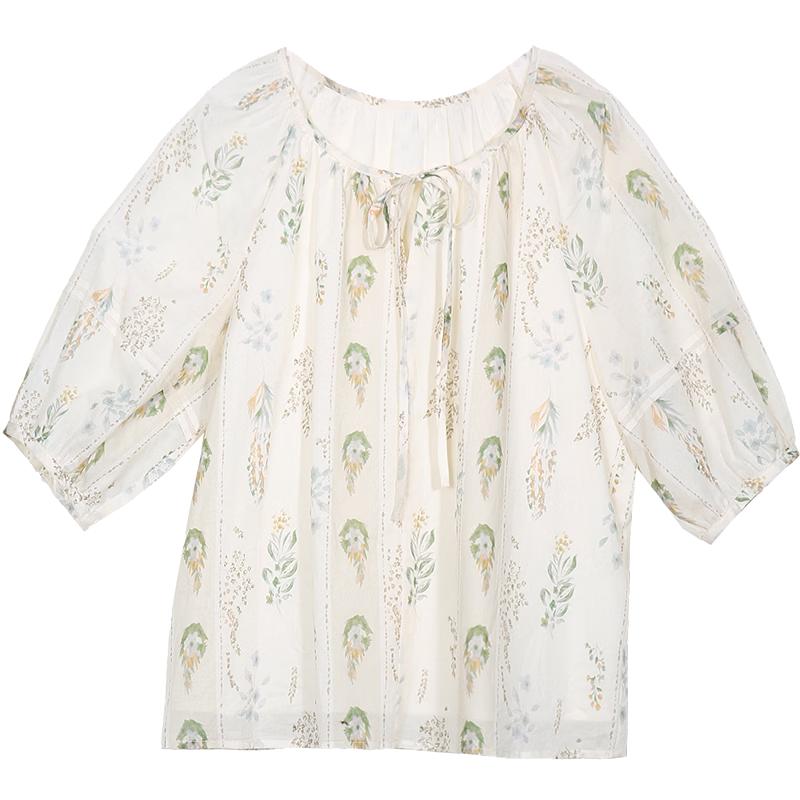 Betu Women s Printed Raglan Sleeve Cotton Blouse L