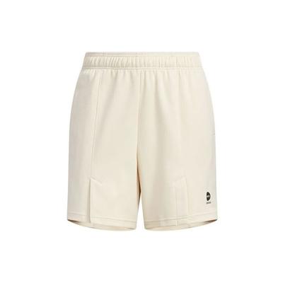Neo Plain Logo Elastic Waist Straight-Leg Casual Shorts Women Bottoms Beige IA5011