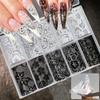 10 Rolls 4x50CM Black White Lace Transfer Nail Sticker Sexy Flower Lace Nail Art Transfer Foils Paper for DIY Manicure Decals*@#