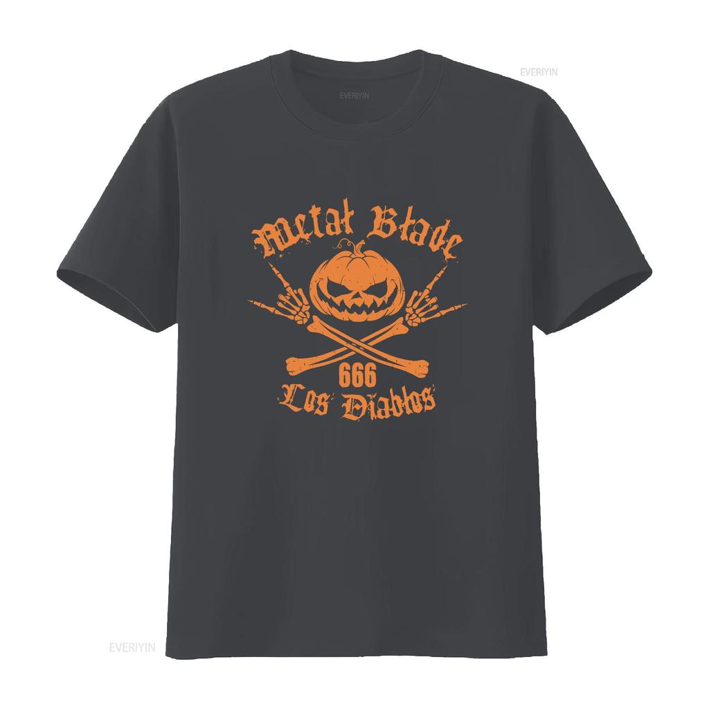Los Diablos By Metal Blade Records Halloween Totenkopf Knochen T-Shirt vintage Gewaschen Weich Bequem Leicht für Männer Dehnbar