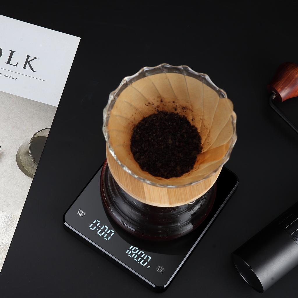 3kg0.1g Digital Coffee Scale with Timer LED Screen Espresso Scales Rechargeable Electronic Kitchen