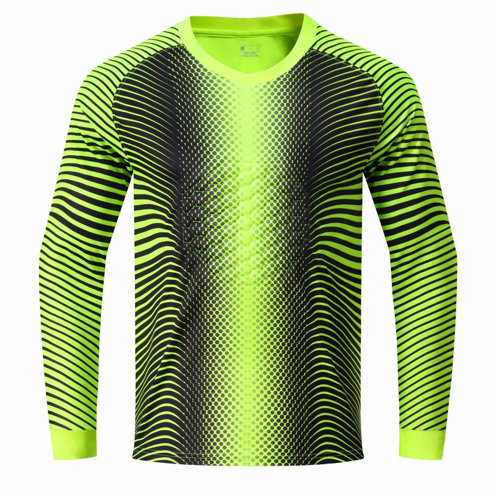 

Футболка для хлопчиків, футбольна воротарська футболка, футболка з довгим рукавом, спортивна футболка для тренувань у тренажерному залі, активний одяг фарби люмінесцентні зелений колір