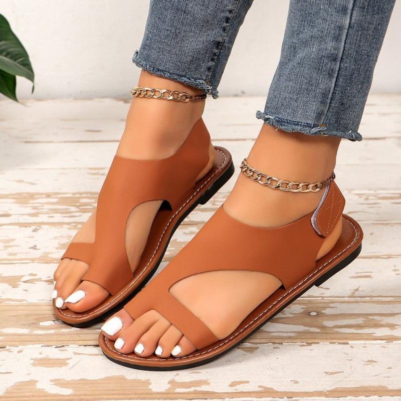 Women's Single Strap Toe Post Flat Sandals, Casual Beach Summer Slides, Plus Size