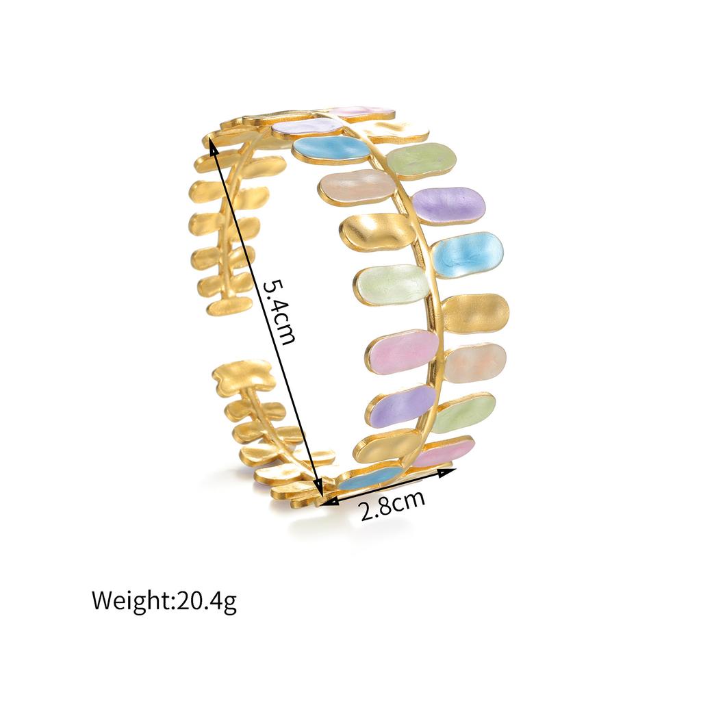 Atoztide New Trendy Exaggerate Wide Bracelet for Women Stainless Steel Adjustable Colorful Open Bangle Christmas Jewelry Gift