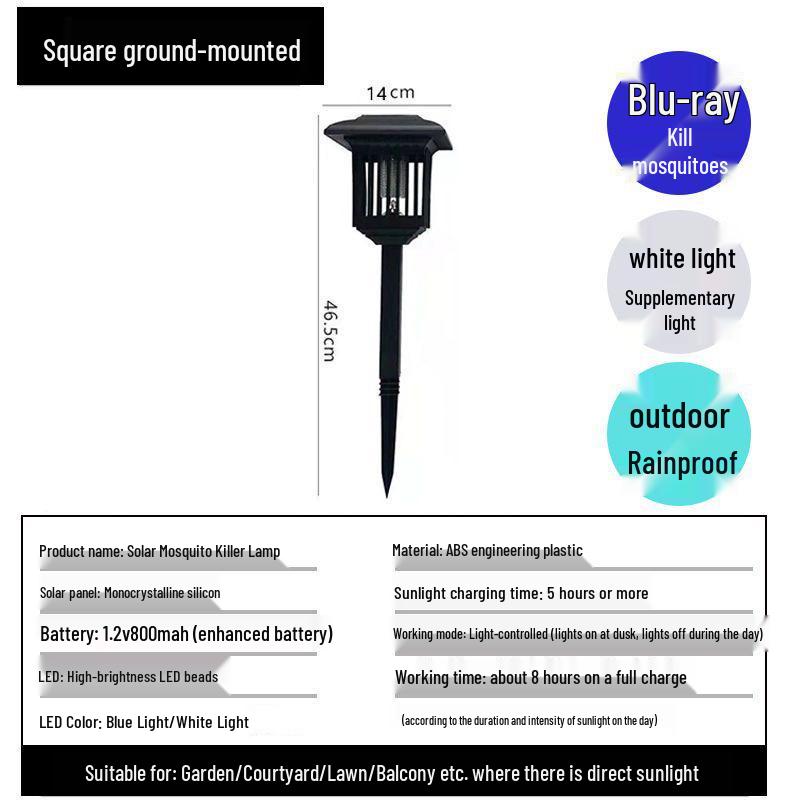 Waterproof Rechargeable Solar Insect & Mosquito Killer Lamp for Outdoor Use