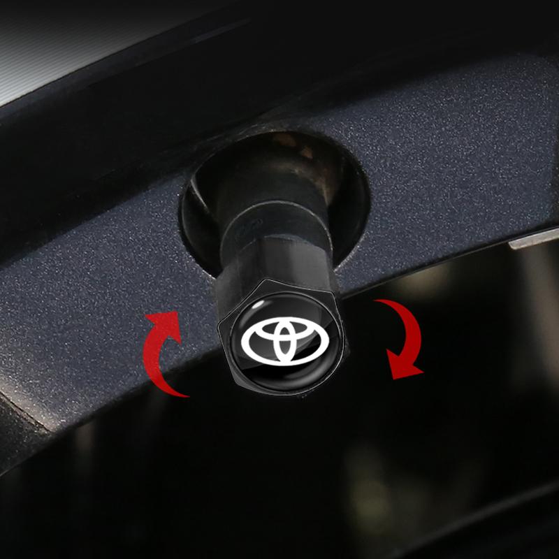 Car Badge Keychain Keyring with Tire Valve Cap Car Accessories for Toyota TRD Chr Avensis Yaris  Logo RAV4 Levin Reiz Corolla