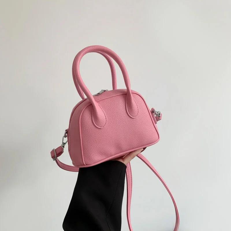 Genți cu mâner superior din PU cu model lichi solid, cu fermoar, genți de umăr la modă simple, vânzare caldă, genți stil de bază pentru femei