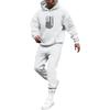 Men's Solid Color Flag Print Hooded Universal Versatile Hooded Sweatshirt Sweatpants Casual Sports Suit