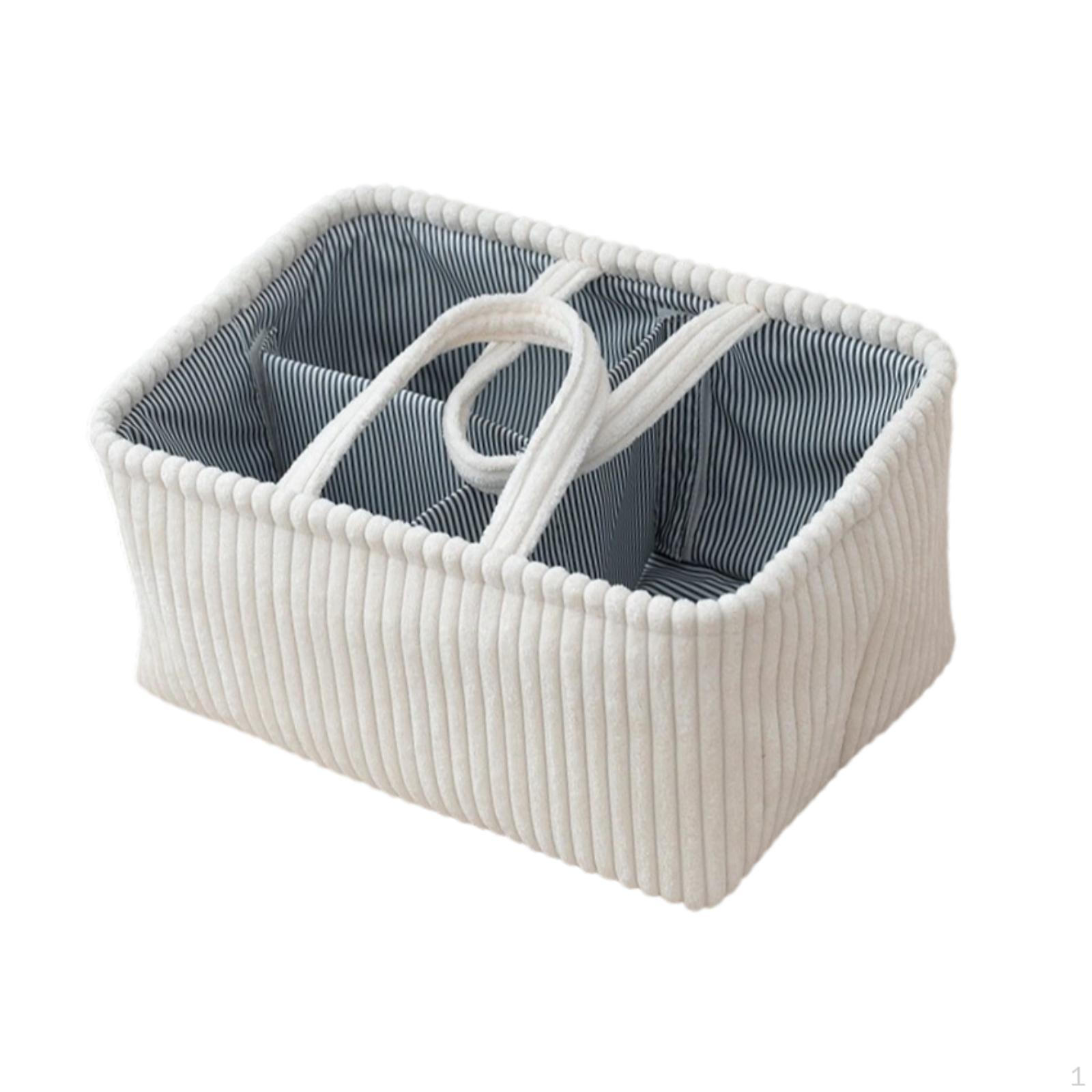 

Handwoven Storage Basket Multifunction Sturdy with Handles Organizer for Towels Living Room білий