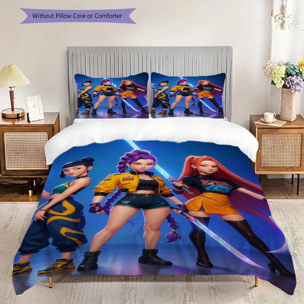 Kpop Demon Hunters Short Film 2 Threepiece Set 1 Duvet Cover 2 Pillowcase Without Core Bedding Set Duvet Cover And Pillowcase