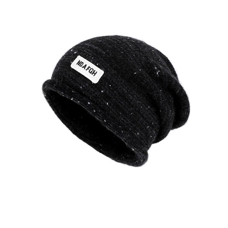 

Winter Knitted Beanies Cap for Women Autumn Winter Warm Slouchy Hat Ear Protection Skullcap Ski Coldproof Pullover чорний