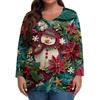 Women's Fashionable Casual Long Sleeved Plus Size  Print Top Plus Size Floral Print Top