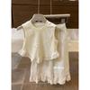 Summer Girls Sleeveless Vest Sweet Bow Lace Top For Baby