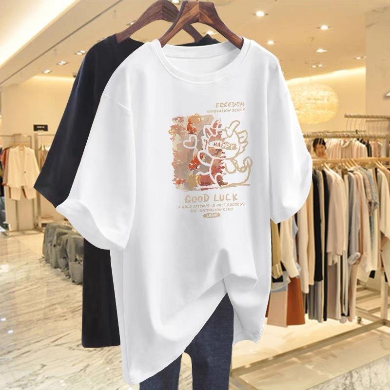 

Дизайнерская футболка свободного кроя с коротким рукавом женская 2025 год Новый год День рождения год Дракона топ из чистого хлопка нижняя футболка S белый