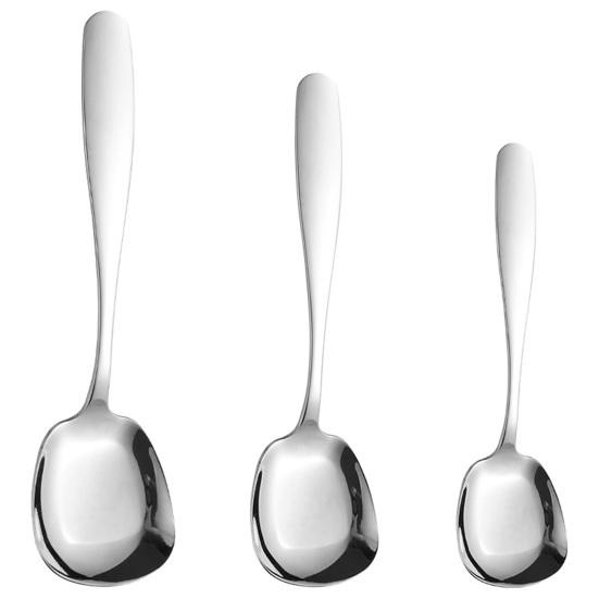 Square Head Spoons Stainless Steel Flat Square Soup Spoons Mirror Finish Dishwasher Safe Tablespoons for Kitchen Home
