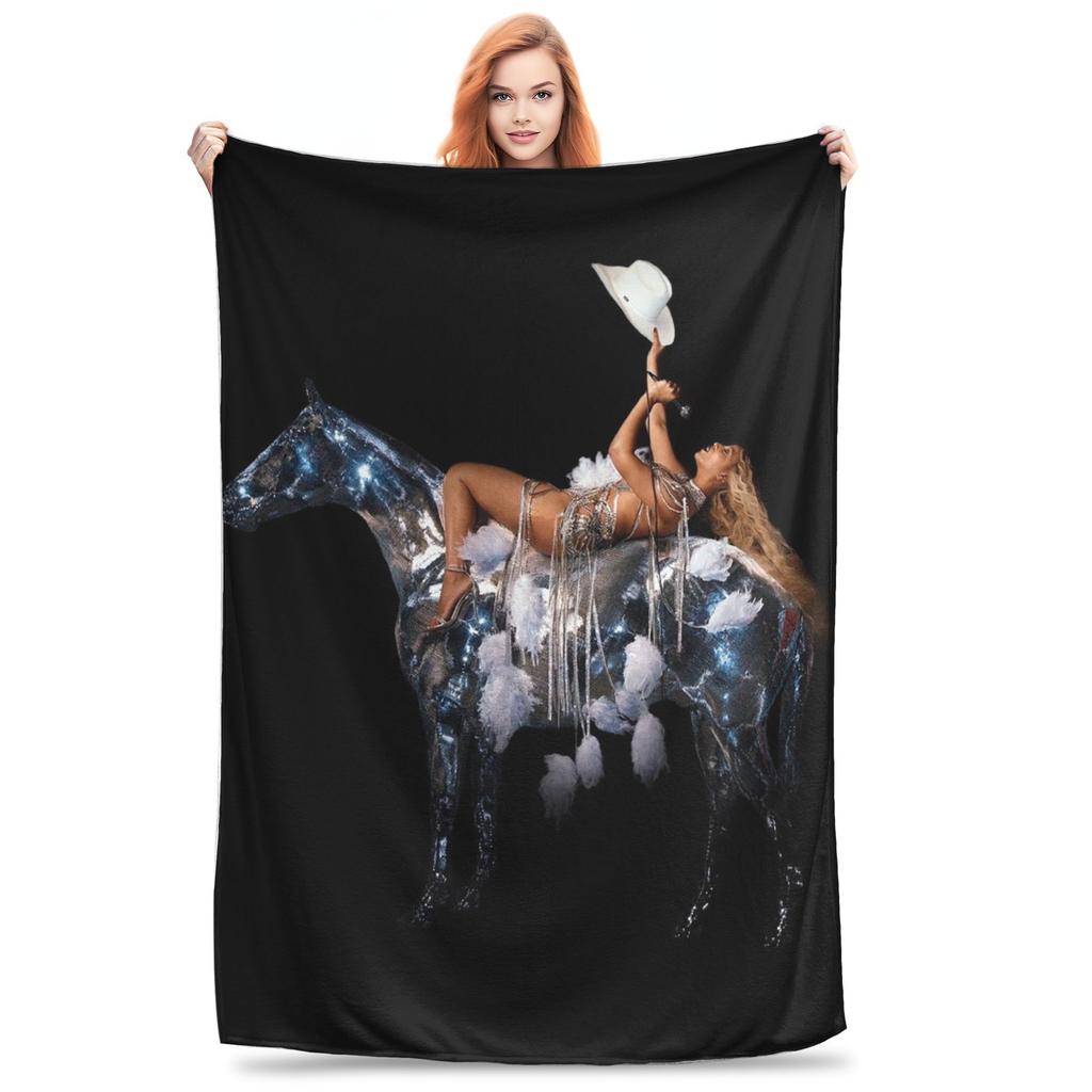 Flannel Throw Blanket Singer Beyonce Renaissance Tour Warm Plush Blankets Soft Bedspread for Bed Living Room Home Picnic Couch