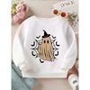 Kids Crewneck Sweatshirt, Cute Witch Hat Spooky Graphic Print, Soft Loose Fit Long Sleeve Pullover