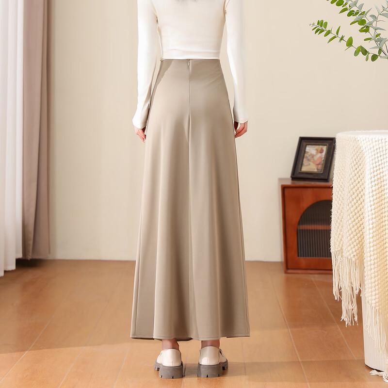 TERRE BLEUE Women's A-Line Pleated Long Skirt