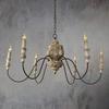 American Rural French Solid Wood Chandelier Carving Retro Vintage Living Room Dining Room Bedroom Villa Candle Lights Lustre