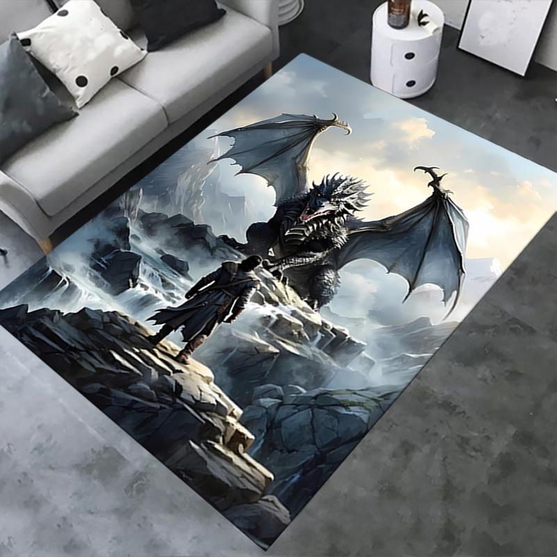 Office Carpet - Fantasy Dragon and Warrior Pattern Carpet, Used To Protect Sofas and Chairsc111