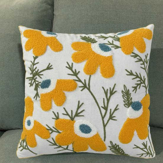 Floral Pillow Cover 18" X 18" Flower Throw Pillow Case Zippered Rustic Pillow Cover for Living Room Sofa Couch Bedroom Decoration