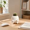 Guitarist Big Head Planter, Cute Smiling Face Flower Pot, Fun Guitar Player Plant Pot for Succulents Cacti Desk Shelf