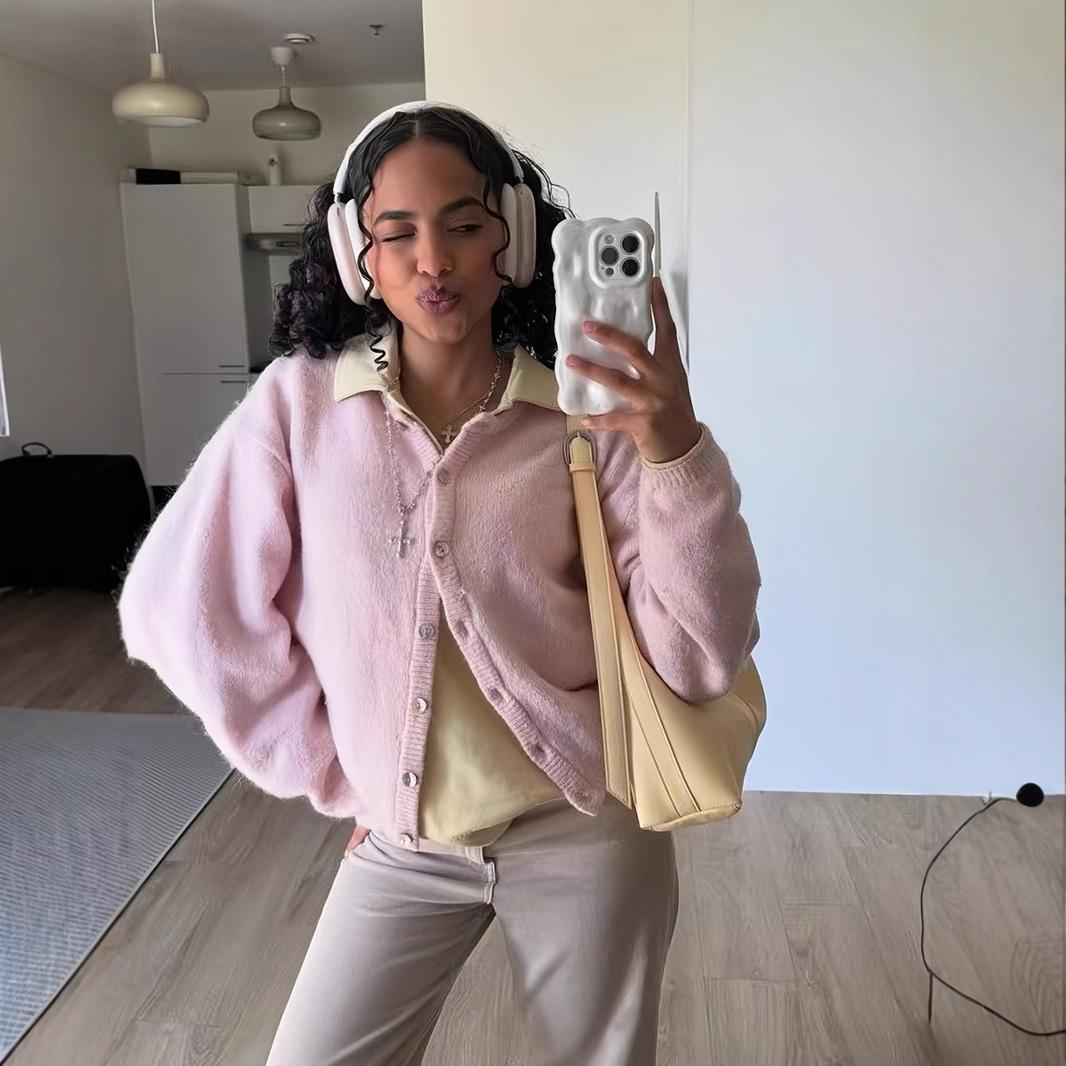 

Crew Neck Cardigans for Women Button Up Long Sleeve Chunky Knit Casual Winter Fall Sweater Coats Women s Fuzzy Cardigan Sweater Slouchy Knit Sweaters M