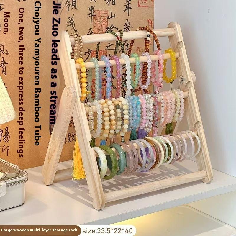 Suporte de Exibição de Rack de Armazenamento de Tiara de Madeira 2 Camadas Uso Doméstico Acessórios de Cabelo Joias Exibidor de Tiara Armazenamento de Joias