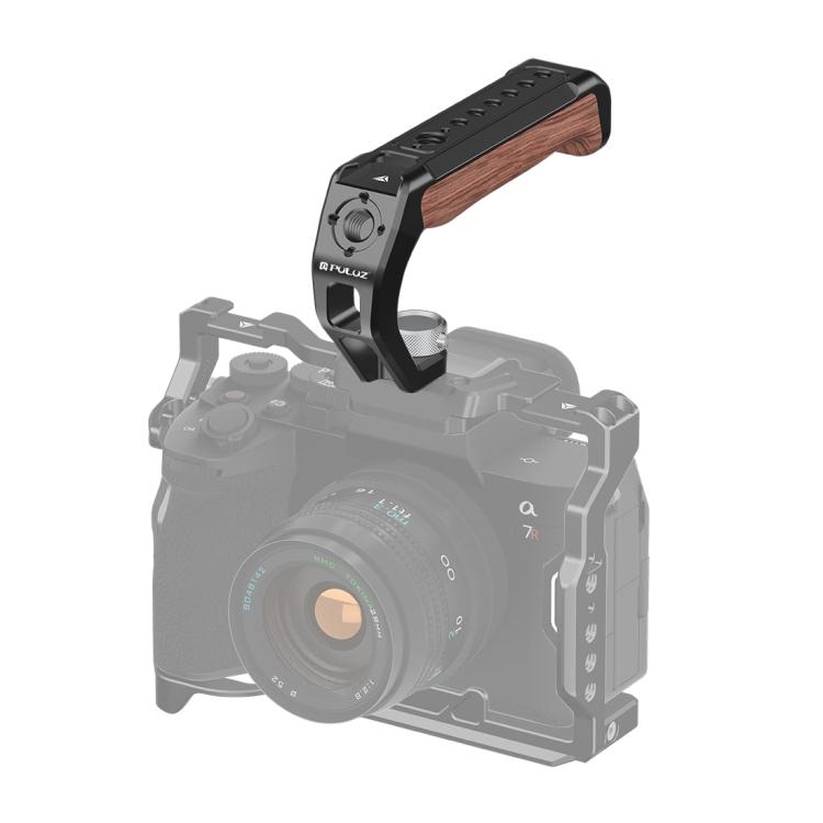 

PULUZ Arri Metal Wooden Top Handle with Cold Shoe Mount for Mirrorless Camera Cage Stabilizer (Black) чорний
