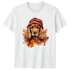 Watercolor Cocker Spaniel Dog Wearing Unisexs TShirt Autumn Fall Leaves Dog Pet