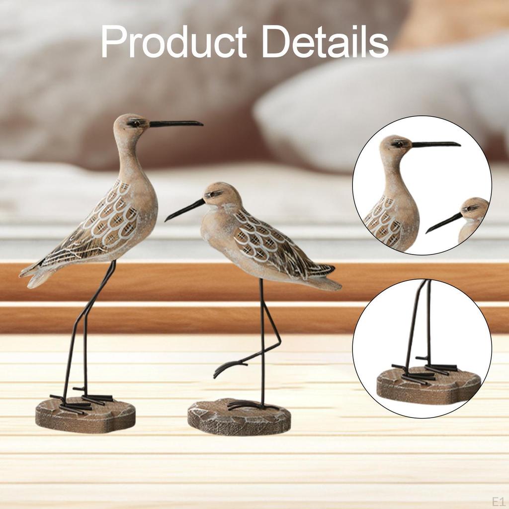 2 Stück Meerestierfigur Rustikale Vogelskulptur Kreative Lebensechte Holzmöwenfiguren