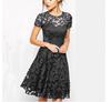 Hot-selling New European And American Elegant And Fashionable Round Neck Short-sleeved Blue Lace Dress