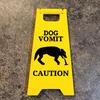 Funny Cat Signs Decor Cat Vomit Sign Bright Yellow Warning Pet Vomit Decoration Durable Desk Decor Unique Gift for Pet Lovers