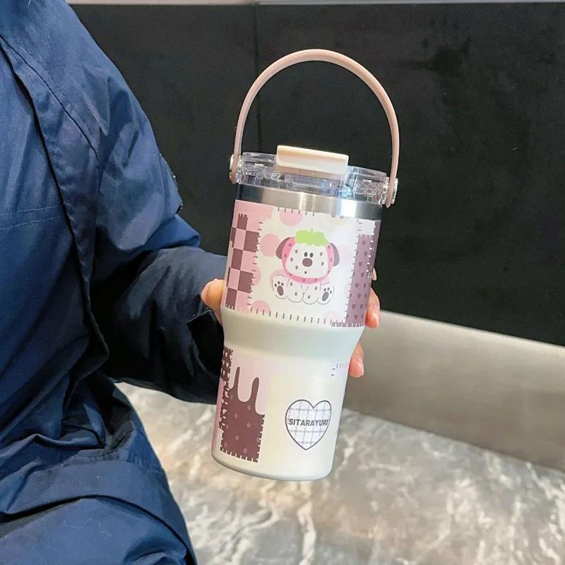 900ML Ice Cup Car 304 Stainless Steel Coffee Cup Heat Insulated Keep Warm Cold Vacuum Flask Beer Water Mug Tumbler with Handle