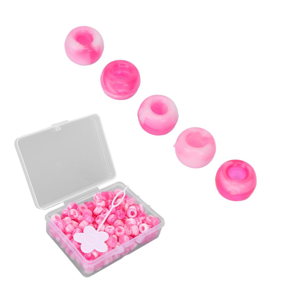Pony Beads Kit Candy Color DIY Jewelry Making Beads Hair Beads for Bracelet Necklace Crafts MakingPink