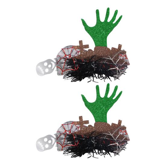 1 Pair Halloween Dog Barrettes Witch Hat Pet Hair Clip Felt Skull Gauze Cobweb Hair Accessories for Puppy Cats Festive Dress-up