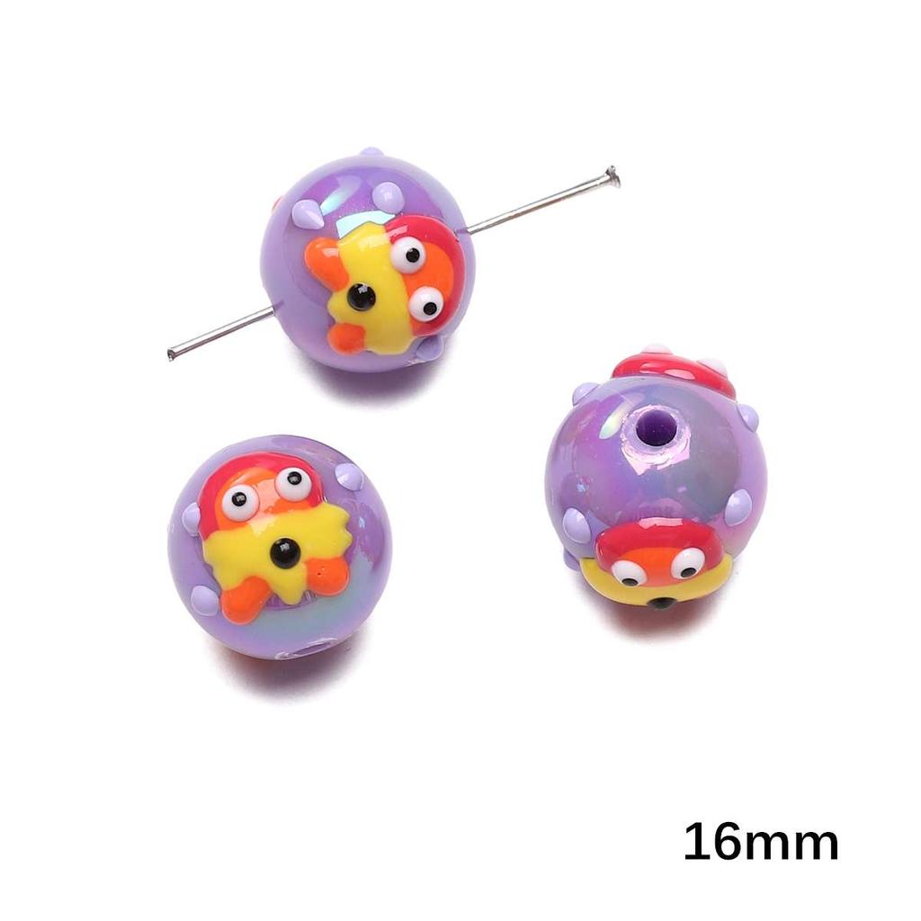 Acrylic Three-Dimensional Painted Beads Cartoon Colorful Hand-Painted Beads DIY Bracelet Mobile Phone Chain Accessories Fashion Handmade