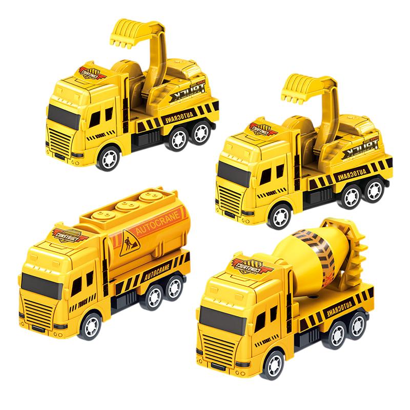 1PCS Pull Back Toy Cars, Engineering Vehicle Models for Kids, 4 Mini Cars Set, Educational Toy, Warrior Construction Vehicles