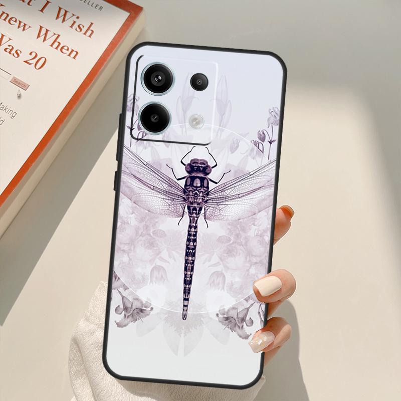 Luxury Dragonfly Funda For Xiaomi Redmi Note 13 Pro 9 10 11 12 14 Pro 11S 12S Case For Redmi 13C 12C 10C 14C