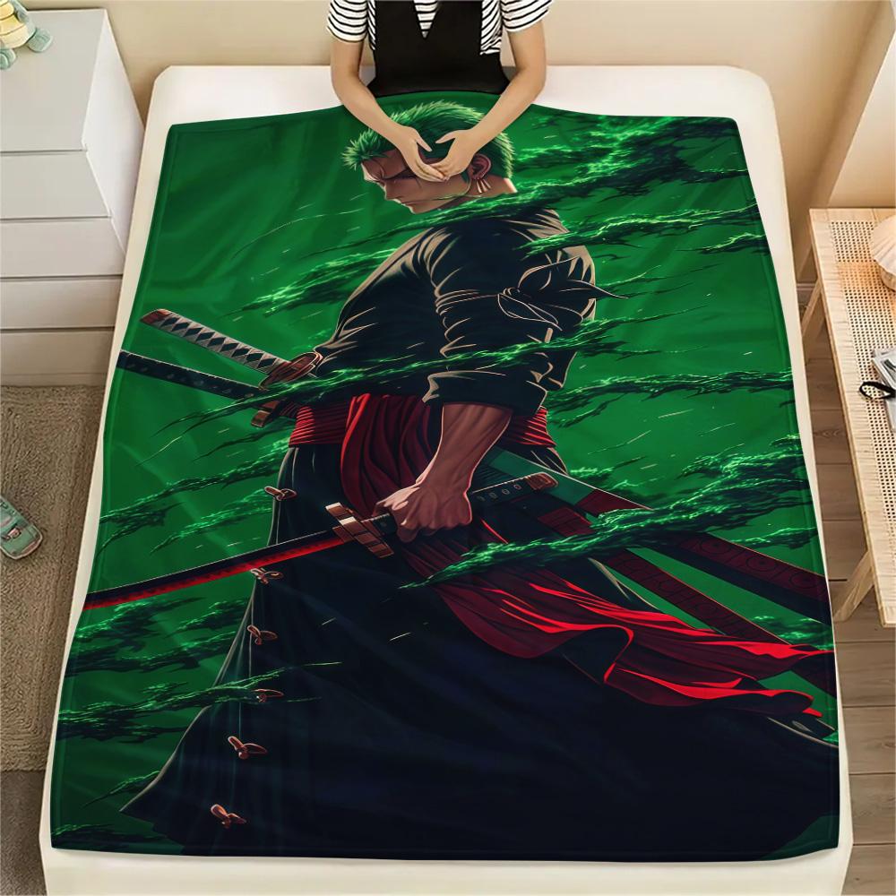 1PC Roronoa Zoro Patterned Flannel Blanket Suitable For All Seasons For Home Decor Warmth And Comfort Gifts Holiday Present