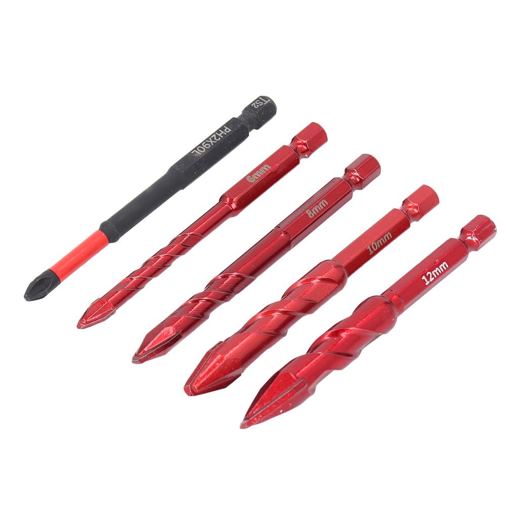 5-teiliges Set Exzentrischer Bohrer 6 8 10 12mm 1/4 Zoll Sechskantschaft Schräger Kopf Exzentrischer Spiralbohrer