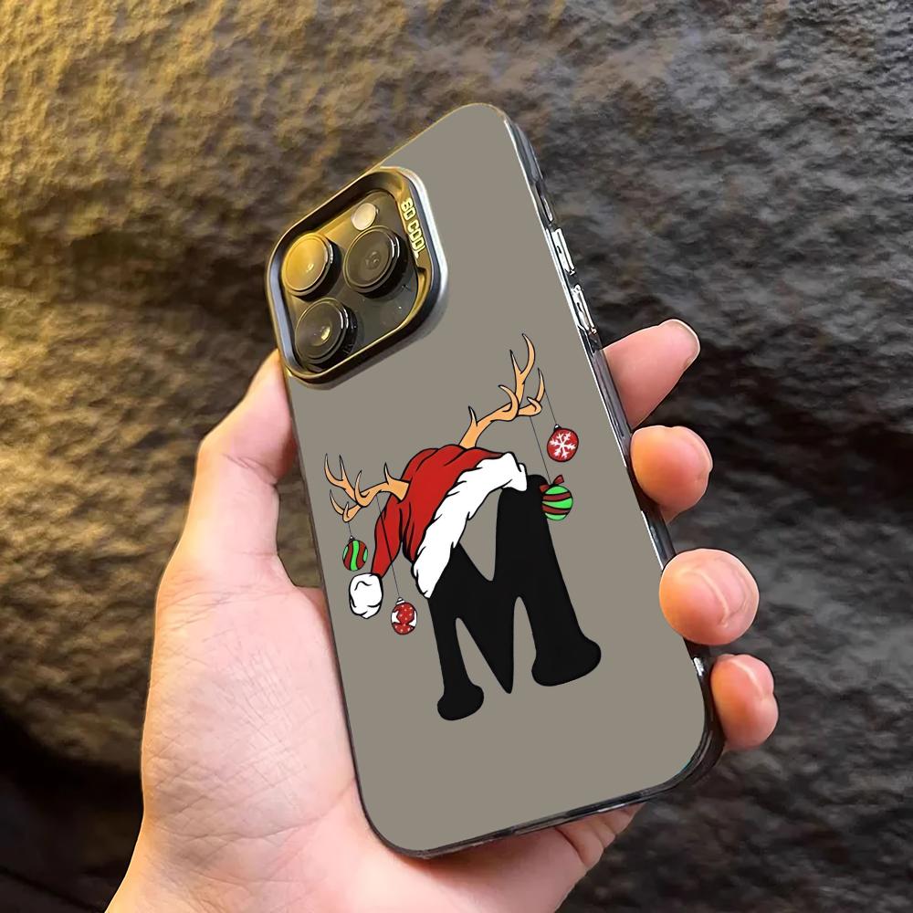 Creative Christmas M design phone case suitable for iPhone 17 16 15 14 13 12 11 Pro/Max/Plus anti drop and shockproof back cover
