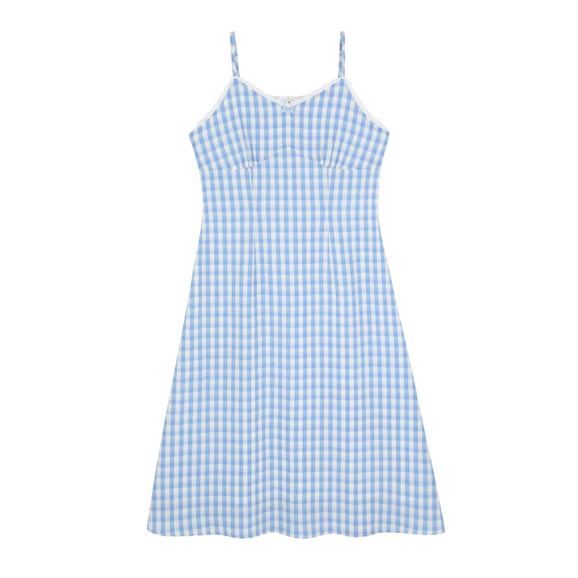 

Korean Lace Patchwork Plaid V-Neck Bodycon Dress, Plus Size, Waist-Cinched, Summer Style, for Chubby Girls 3XL (recommended 80-90 kg)