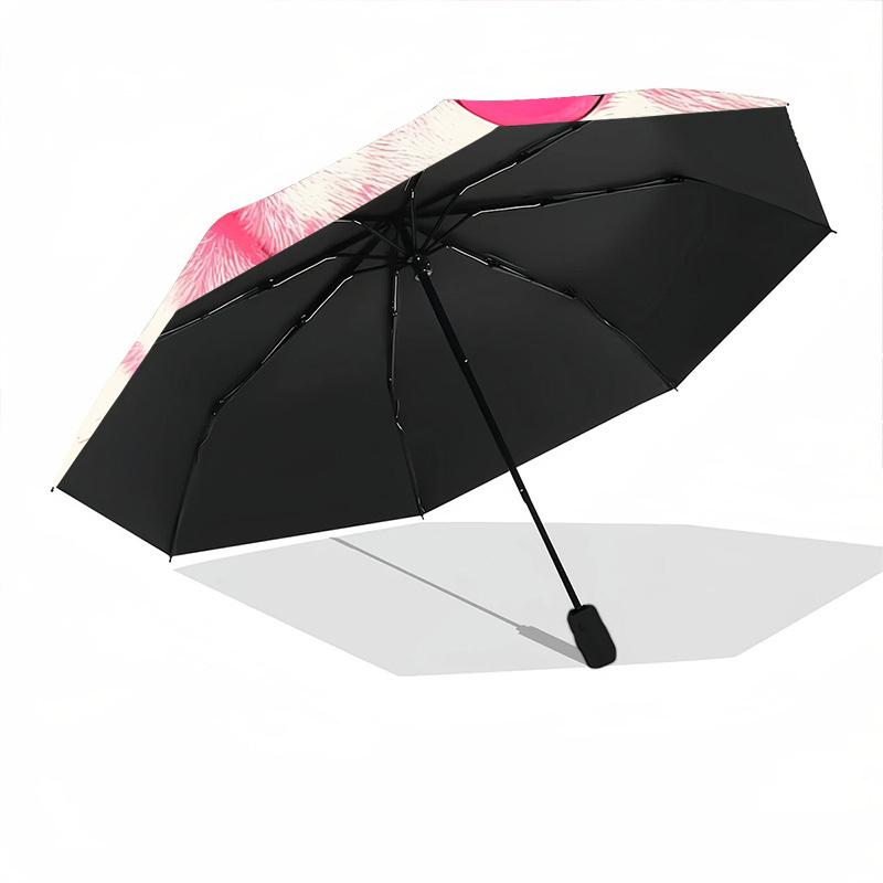 1pc Cat PinkAutomatic Folding Umbrella, Portable Collapsible Design, Casual Outdoor Accessory, for All Seasons 002