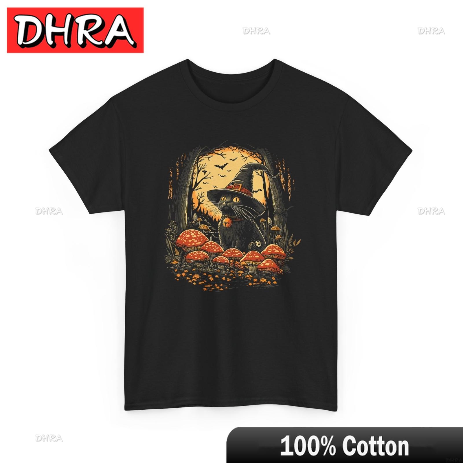 Witch Cat in A Spooky TShirt Magic Fantasy Inspired Creative Tshirts Stylish Minimalist Cute Shirt Compression New Tshirts S