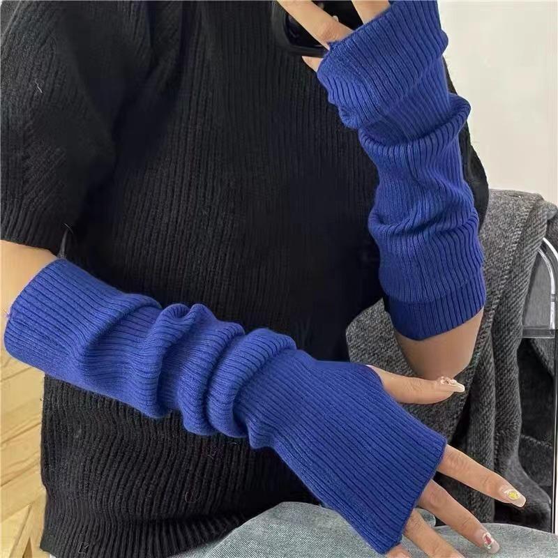 

Варежки без пальцев женские вязаные перчатки перчатки для косплея аниме зимние теплые рукава панк готика харадзюку вязаные варежки рукава One Size